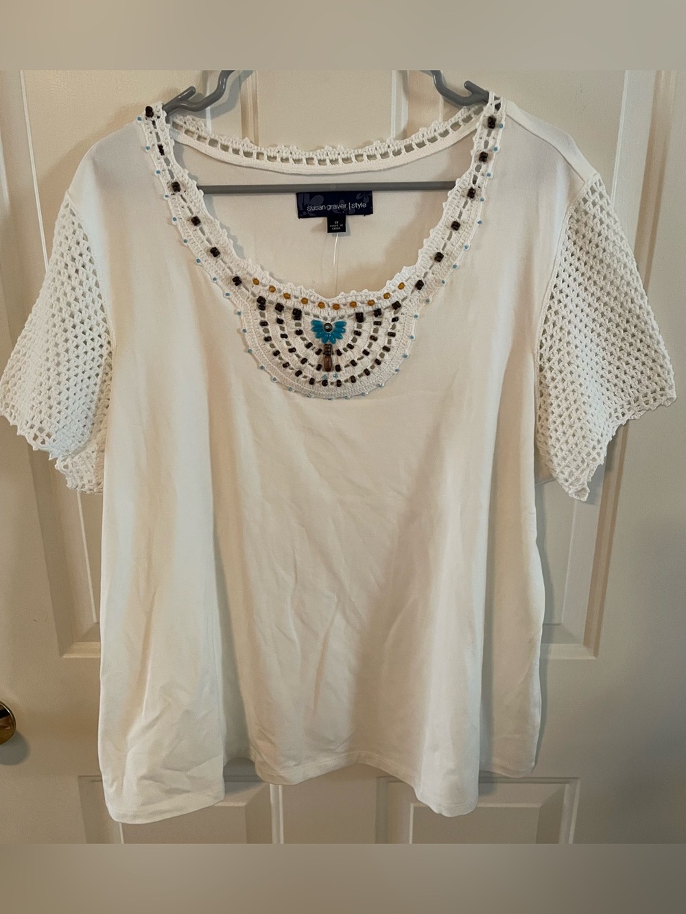 Susan Graver Crochet Sleeve T-Shirt